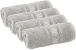 100% Cotton Washcloths for Bathroom, 4-Piece 12x12 in Wash Cloth Set, Turkish Small Hand Towels, Soft Rags for Face and Body, (Steel Grey Washcloths)