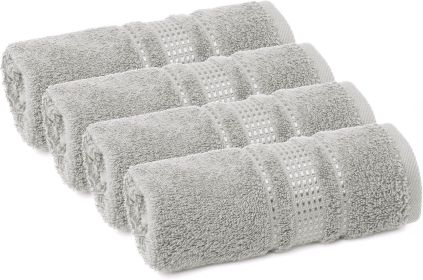 100% Cotton Washcloths for Bathroom, 4-Piece 12x12 in Wash Cloth Set, Turkish Small Hand Towels, Soft Rags for Face and Body, (Steel Grey Washcloths)