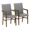 Upholstered Accent Chairs Set of 2 with High Back and Solid Wooden Frame