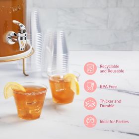 Set of 100-5 oz Clear Plastic Cups - Prestee Hard Disposable Drinkware - Bulk Cocktail, Wine and Punch Tumblers - Party and Event Drinking Cups