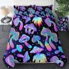 Mushroom Duvet Cover Set Twin Size, 3 Pieces Colorful Black Pattern Comforter Cover Set, Soft Cartoon Bedding Set Mushroom Decor (Twin, Blue Mushroom)