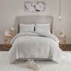 Full/Queen 3 Piece Tufted Cotton Chenille Floral Duvet Cover Set