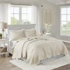 3 Piece Reversible Scalloped Edge Quilt Set Cream King/Cal King