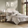 7 Piece Polyester Charmeuse Comforter Set Taupe Queen