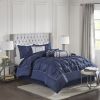 7 Piece Tufted Comforter Set Navy Cal King