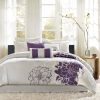 Printed Cotton Sateen Comforter Set Taupe Grey/Purple Queen