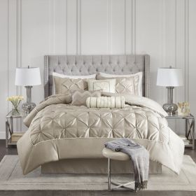 7 Piece Tufted Comforter Set Taupe Cal King