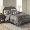7 Piece Jacquard Comforter Set Grey Queen