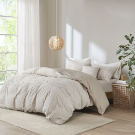 5 Piece Organic Cotton Oversized Comforter Cover Set w/removable insert Natural Full/Queen