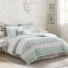 9 Piece Cotton Percale Comforter Set Aqua Cal King