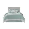 Oversized Cotton Jacquard Comforter Set Aqua Full