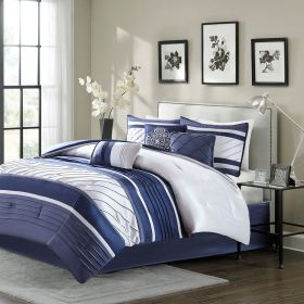 7 Piece Comforter Set Navy Queen