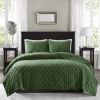 3 Piece Velvet Quilt Set Green Full/Queen