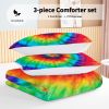 Tie Dye Comforter Set Full Size Rainbow Bedding for Girls 3 Piece Boho Colorful Fluffy Quilt Set for Teen Kids 3pc Tie Dye Bedspreads (Orange Blue Gre