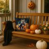 Akita Puppy Halloween Throw Pillow Machine Washable, Indoor Outdoor Decorative Pillow for Couch, Bed or Patio, 14Hx14W
