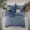 7 Piece Printed Seersucker Comforter Set Navy King