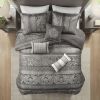 7 Piece Jacquard Comforter Set Grey Cal King