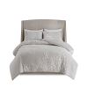 Full/Queen 3 Piece Tufted Cotton Chenille Floral Duvet Cover Set