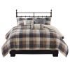 6 Piece Printed Herringbone Quilt Set with Throw Pillows Neutral King/Cal King