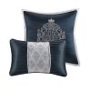8 Piece Jacquard Comforter Set Navy/Silver King