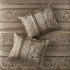7 Piece Jacquard Comforter Set Brown/Gold King