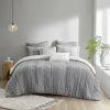 3 Piece Cotton Jacquard Comforter Set Gray Full/Queen