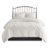 King/Cal King 3 Piece Tufted Cotton Chenille Damask Duvet Cover Set