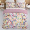 Rainbow Duvet Cover Set Twin Size, Colorful Rainbow Bedding Comforter Cover Set (3 Pieces, 1 Duvet Cover 86\"x68\"" and 2 Pillow Shams 20\""x26\"")"