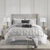 7 Piece Tufted Comforter Set Grey Cal King