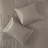 7 Piece Polyester Charmeuse Comforter Set Taupe Queen