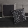 7 PC Pieced Faux Suede Comforter Set Black Queen