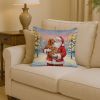 Redbone Coonhound with Santa Claus Throw Pillow Decorative Indoor Outdoor Accent Cushion for Couch, Bed or Patio, 14Hx14W