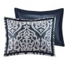 8 Piece Jacquard Comforter Set Navy/Silver King