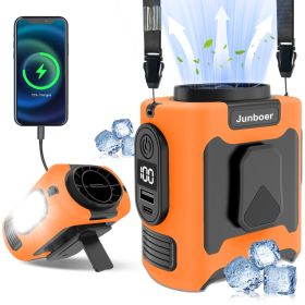 16, 000 Rpm 10000mAh Portable Waist Fan, Clamp On Wearable Belt Personal Fan, Rechargeable Battery Powered, With 5 Speed Levels And Flashlight, S (Option: Orange)