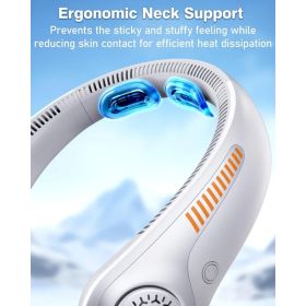 Portable Neck Fan - Rechargeable Personal Fan With Neck Support, 5-Speed Quiet Lightweight Long Lasting Neck Fan, Battery Operated Full Surround (Option: 1200mahwhite)