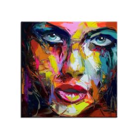 100% Hand Painted Large Home Decor Francoise Nielly Face Oil Painting Wall Art Picture Portrait Palette Knife Canvas Acrylic Texture Colourful No Fram (size: 100x100cm)