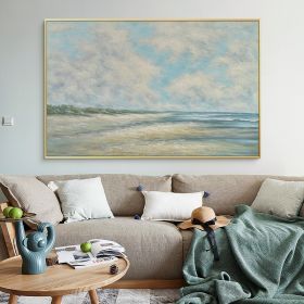 Hand Painted Painting Substantially High Quality Abstract Beach Landscape On Canvas For Living Room Decoration Free Shipping (size: 100x150cm)