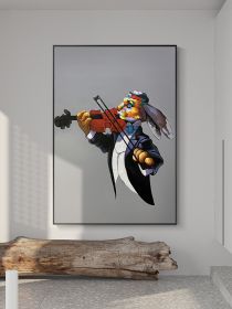 100% Handmade Colored Mr. Rabbit Playing Violin Animal Square Picture Oil on Canvas Home Decor (size: 50X70cm)