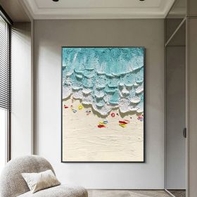 Thick Texture People On The Beach Handmade Abstract Oil Painting Unframed Custom Artwork China Import Item Decoration For Home (size: 90x120cm)