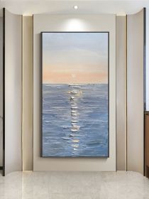 Handmade Canvas Oil Painting Interior Decoration Salon Sea Dawn Modern Art Mural Living Room Bedroom Office Hotel Hanging Poster (size: 50x100cm)