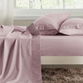 Luxury Sheet Sets Super Soft Easy Care Microfiber 3/4-Pieces Bed Sheet Set With 16-Inch Deep Pockets (Color: Pink, size: TWIN)