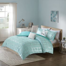 Twin/Twin XL Metallic Printed Comforter Set (Color: as Pic)