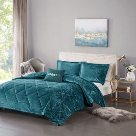Full/Queen Velvet Comforter Set with Throw Pillow (Color: as Pic)
