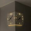 Nordic Square Modern Corner Wall Clock with Sensor Night Light Christmas Gifts