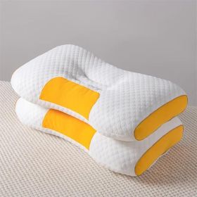 2pcs Knitted SPA Massage Neck Pillow, Cervical Orthopedic Neck Pillow, Soft, Adjustable Ergonomic Contour Support Pillow, Pillow Core (Color: YELLOW)